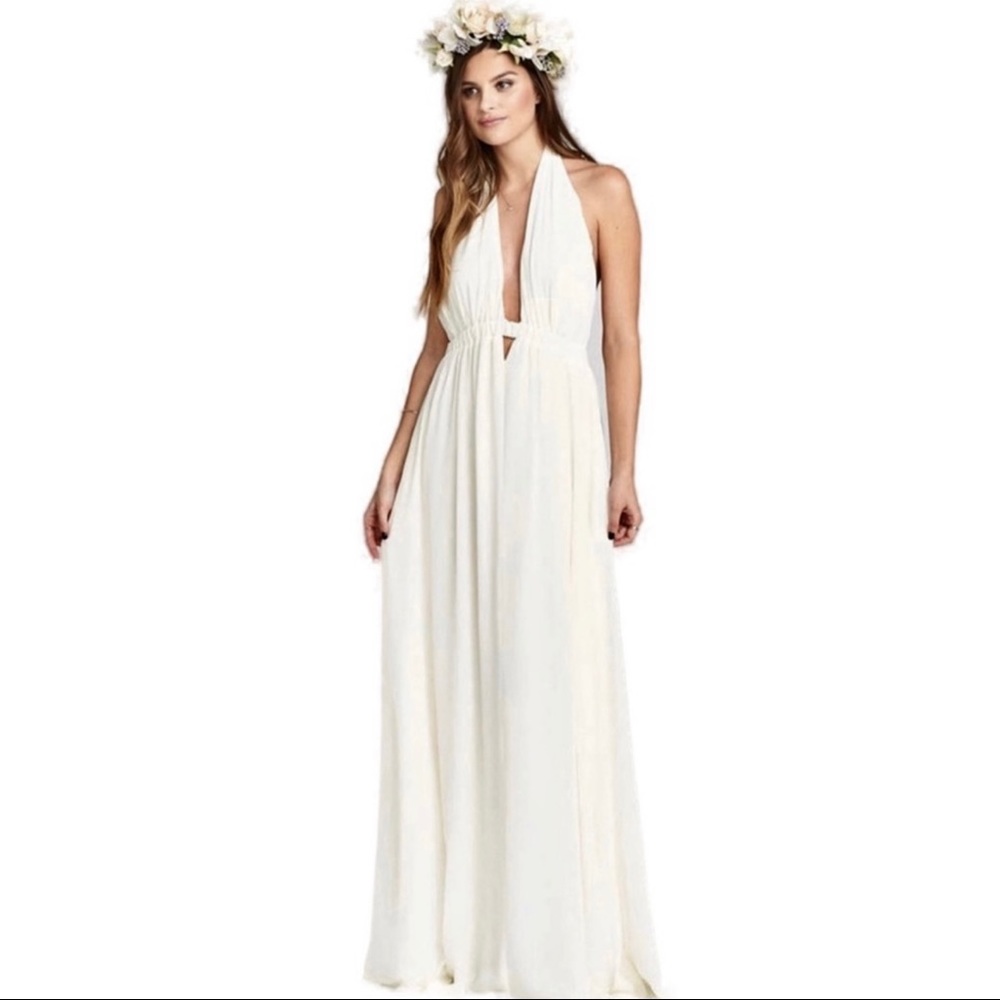 SHOW ME YOUR MUMU IVORY HALTER MAXI DRESS